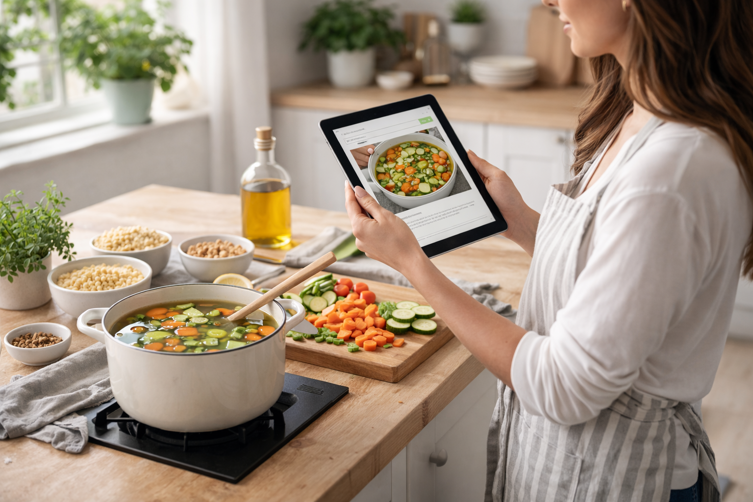 Familia disfrutando una comida saludable en un ambiente cálido