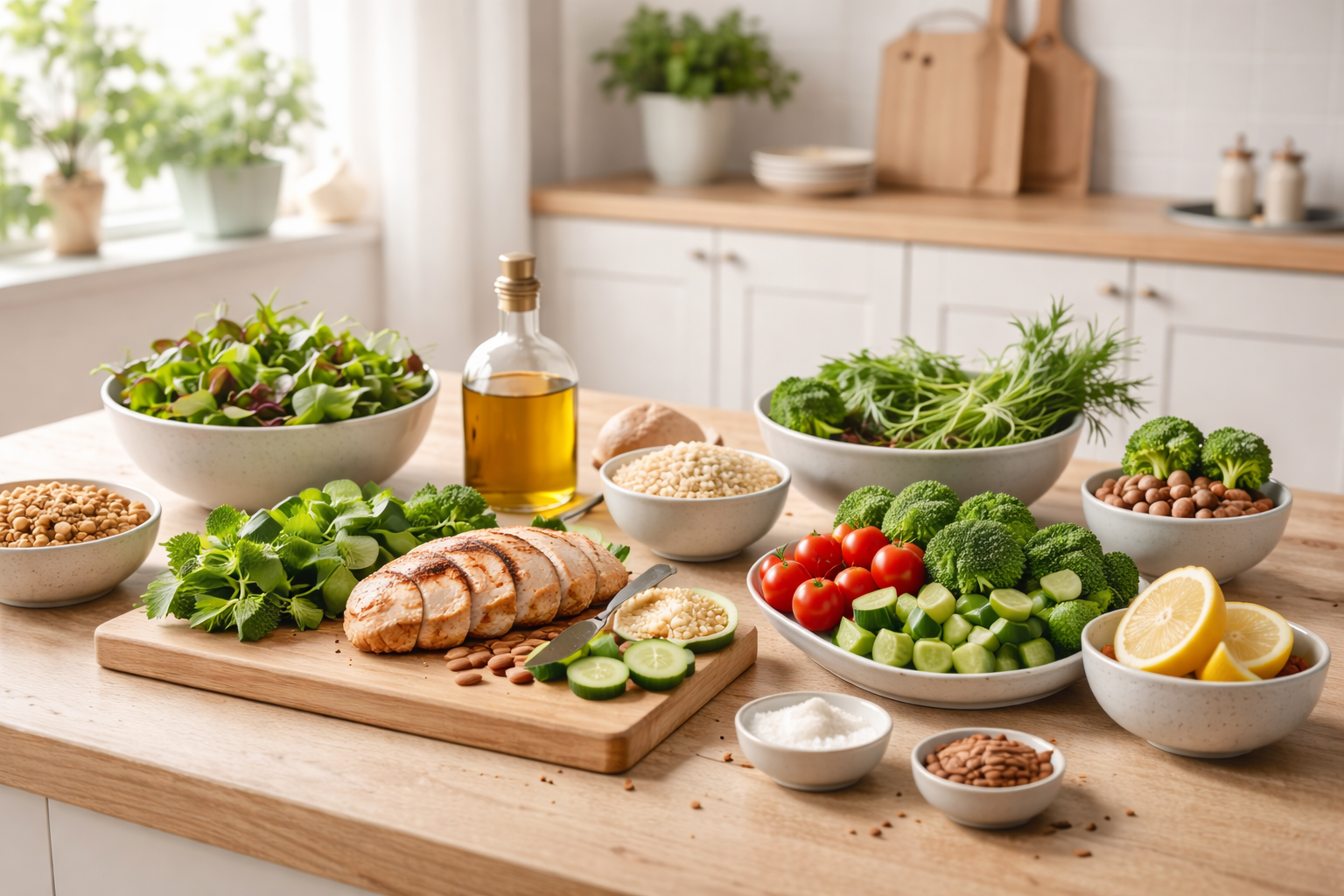 Familia disfrutando una comida saludable en un ambiente cálido
